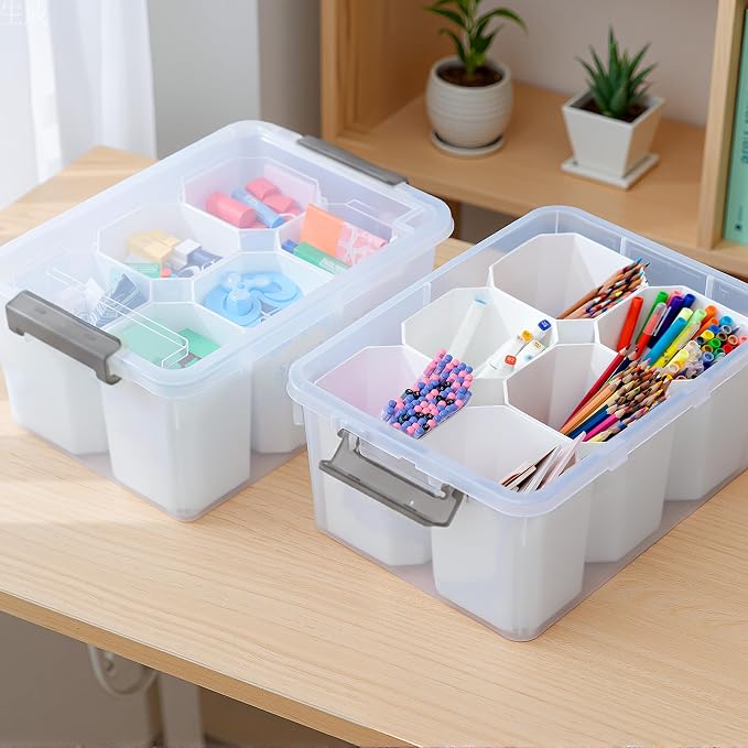 Citylife 17 QT Plastic Storage Bins Clear Storage Box with Lids Multipurpose Stackable Storage Containers for Organizing Tool, Craft, Crayon, 4 Packs - Image 6