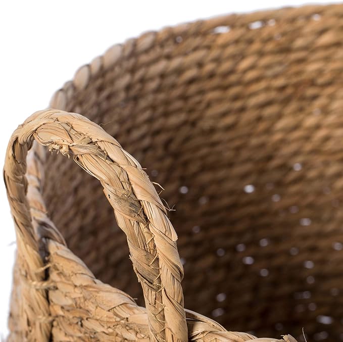Vintiquewise Decorative Round Wicker Woven Rope Storage Blanket Basket with Braided Handles - Large - Image 5