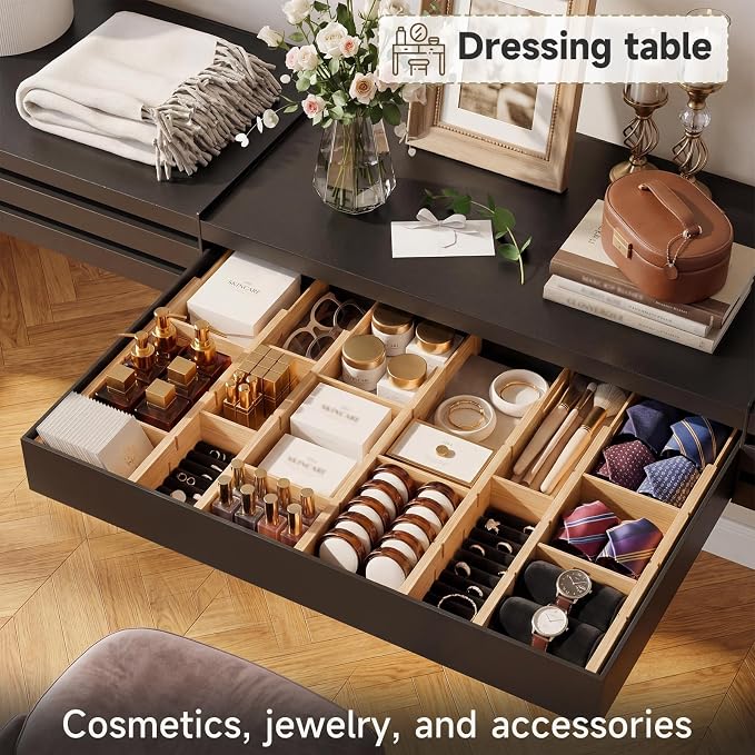 Bamboo Drawer Dividers, Expandable Kitchen Drawer Organizer | Include 4 Dividers, 4 Small Inserts and 4 Medium Inserts for Home, Office, Dressers - Image 8