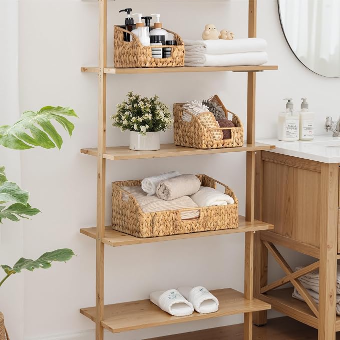 StorageWorks Water Hyacinth Basket Organizer, Pantry Storage Baskets,3-Pack | Wicker Baskets with Handles, Handwoven Shelf Baskets for Organizing, Handwoven Pantry Organizers and Storage, Pantry Baskets - Image 7