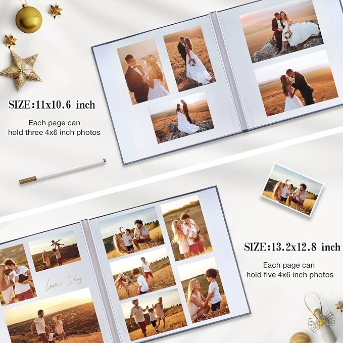 potricher Self Adhesive Photo Album 40 Pages, Linen cover, Khaki | Photo Album Self Adhesive 4x6 5x7 8x10 Pictures, Linen Cover DIY Scrapbook Albums for Family, Wedding, Baby, Anniversary - Image 3