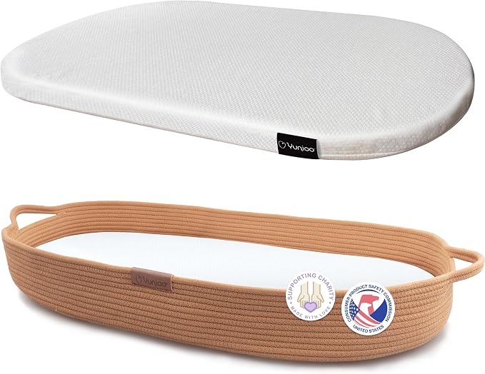 Baby Changing Basket, Portable Diaper Changing Pad, Moses Basket for Newborns, Changing Table Topper for Baby Nursery, Waterproof Travel Pad Cover by Yunioo