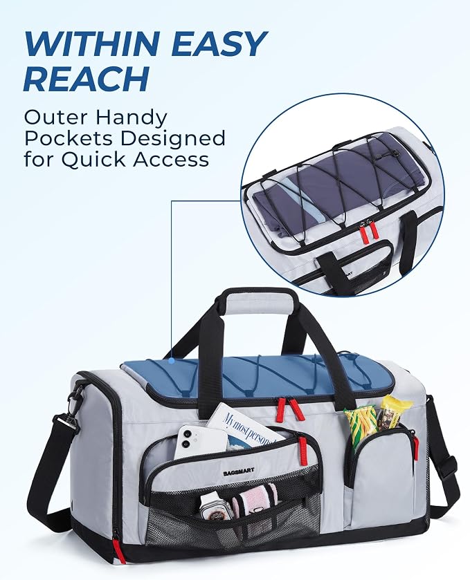 BAGSMART Gym Bag for Men, Athletic Sports Backpack Travel Hiking Duffel | 3-In-1 Gym Bag for Travel Clothes & Padded 13.3" Laptop, with Waterproof Wet Pocket & Shoe Compartment for Travel Camping - Image 8
