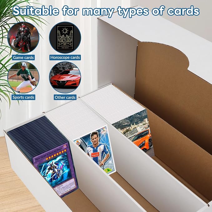 4 Pack Trading Card Storage Box, 2340 Count Card Storage Box White Sports Cards Storage Box Card Organizer Box Trading Card Box for Storing Protecting and Organizing Soccer Basketball Game Cards - Image 4
