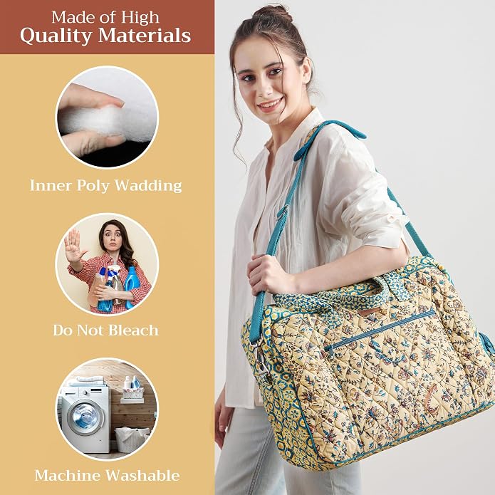Maison d' Hermine Weekender Bags for Women Cotton Quilted Duffel Overnight Luggage Weekend Bag for Men Gym Gifts Travel | Overnight Luggage Weekend Bag for Men Gym Sports Gifts Duffle bag Business Travellers Trip Spring Summer - Image 2