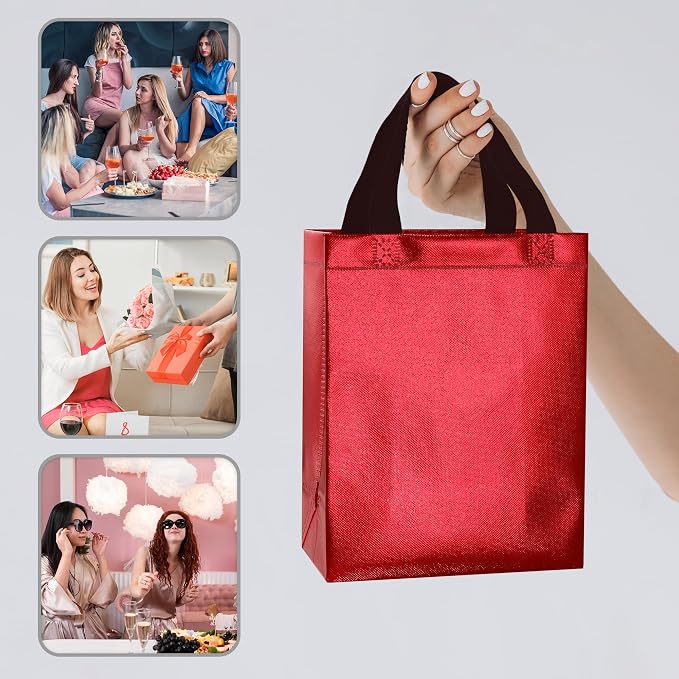 BLEWINDZ 100 Medium Reusable Gift Bags with Handles - Ideal Party Favors & Shopping Bags (10 Colors) - Image 4
