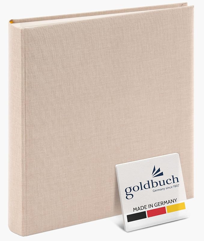 goldbuch 24605 Summertime Trend 2 Photo Album with 60 White Pages with Parchment Dividers, Memory Album with Linen Cover, Photo Album for Gluing, Beige, 25 x 25 x 4 cm by Goldbuch