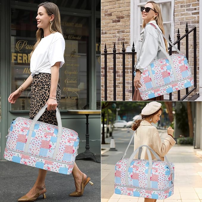 Weekender Bags for Women, 21" Travel Duffle Bag with Shoe Compartment | 3PCS Carry On Overnight Large Duffel Bag with Crossbody Bag and Toiletry Bag for Weekend Travel Gym Hospital Business Trip - Image 2