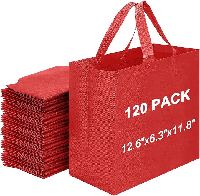 Reusable Grocery Bags 12.6 * 6.3 * 11.8 in - Non Woven Totes Bag with Reinforced Handles, Shopping Bags Bulk by Unknown