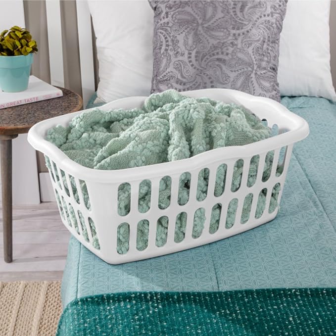 Sterilite 12-Pack Rectangular Laundry Basket, Plastic Clothes Hamper, 1.5 Bushel, White - Dirty Clothing Storage Organizer with Handles for Bedroom, Bathroom, and Closet | 1.5 Bushel, White - Dirty Clothing Storage Organizer with Handles for Bedroom, B... - Image 5