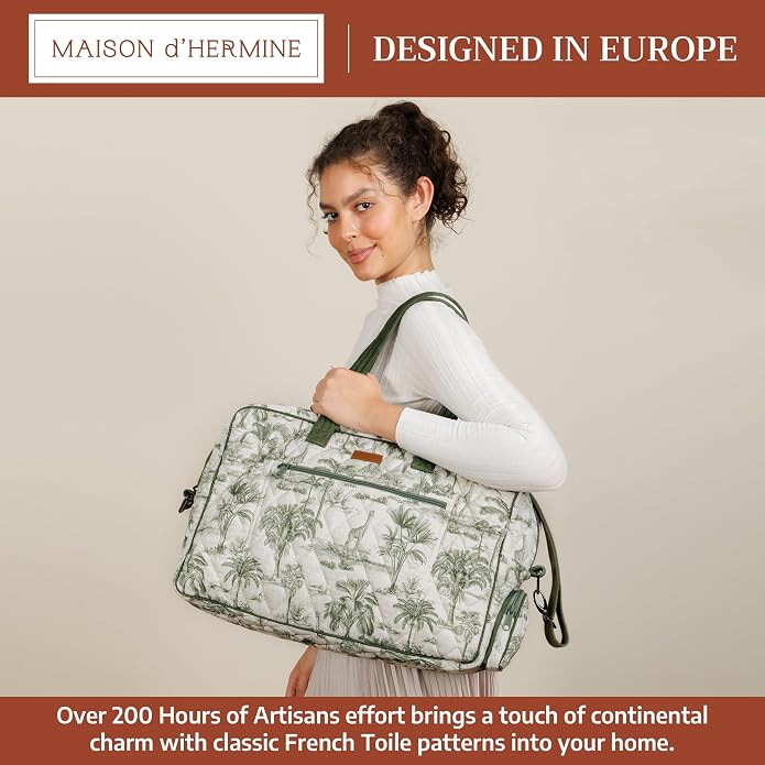 Maison d' Hermine Weekender Bags for Women Cotton Quilted Duffel Overnight Luggage Weekend Bag for Men Gym Gifts Travel | Overnight Luggage Weekend Bag for Men Gym Sports Gifts Duffle bag Business Travellers Trip Spring Summer - Image 3