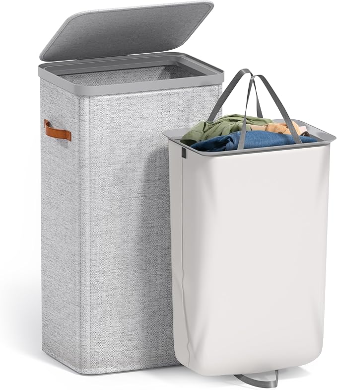 Sorbus Laundry Hamper with Lid - Collapsible Fabric Laundry Basket with Handles and Removable Laundry Bag – 26.5 Gallon (100 L) Dirty Clothes Hamper for Bedroom, bathroom and dorm (Gray) by Sorbus