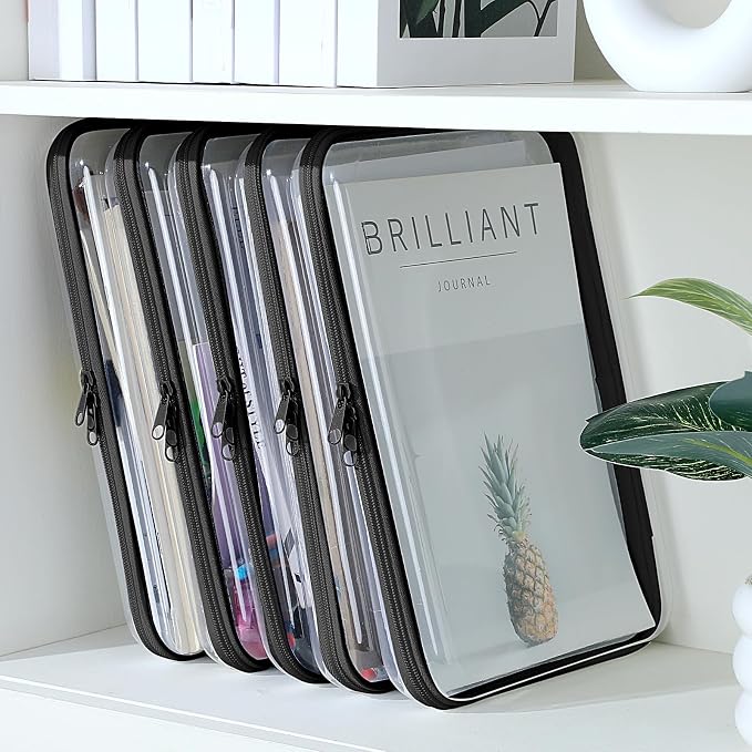Sanwuta 6 Clear Hard Zipper Case,Black,12.6 X 9 X 2 Inch | Pencil Case Pouches ,Makeup Bag,Plastic Toiletry Diaper Bag ,Travel Toy Storage,Waterproof Organizer Bins - Image 5