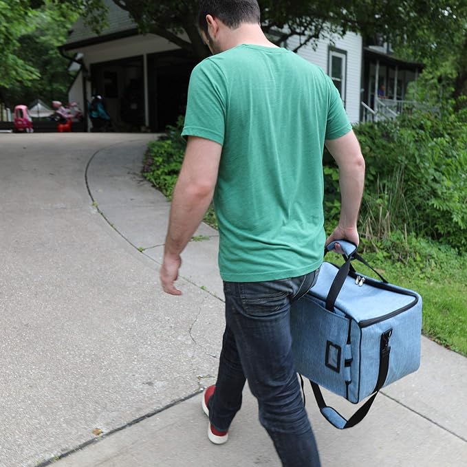 Board Game Bag, Fits 7 Standard-Sized Boxes, Padded For Protection | Carry With Backpack/Shoulder Strap/Luggage Slip | Duffle Bag For Travel Or Game Night | Pocket For Accessories (Sky Blue) - Image 8