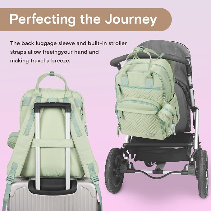 iniuniu Baby Diaper Bag Backpack, 4 in 1 kit Large Capacity Travel Backpack | Waterproof Backpack for Moms Dads,Travel Backpack with Pouch,Washable Changing Pad, Baby Essentials - Image 7