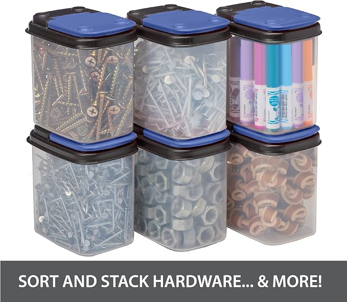 Buddeez Multi-Purpose Hardware Storage Bins Bits (1 Quart - 8 Pack) | 1qt, hardware and tools and workshop supplies, stackable, nut and bolt storage containers, screw organizer, screw container - Image 5