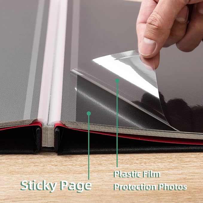 Large Photo Album Self Adhesive for 4x6 8x10 Magnetic Scrapbook Album DIY 60 Black Sticky Pages Linen Cover Photo Album(Black) - Image 5