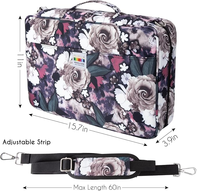 YOUSHARES Big Capacity Colored Pencil Case - 480 Slots large Pen Case Organizer with Multilayer Holder for Prismacolor Colored Pencils & Gel Pen (Grey Rose) - Image 3