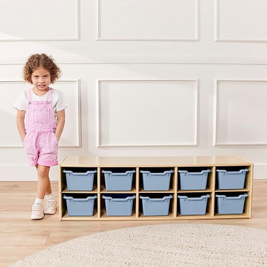 ECR4Kids Scoop Front Storage Bins, Multipurpose Organization, Powder Blue, 10-Piece | Durable plastic, GREENGUARD Gold Certified, 1.2 gallon capacity, lightweight & nestable, built-in handle, classroom/home use - Image 7