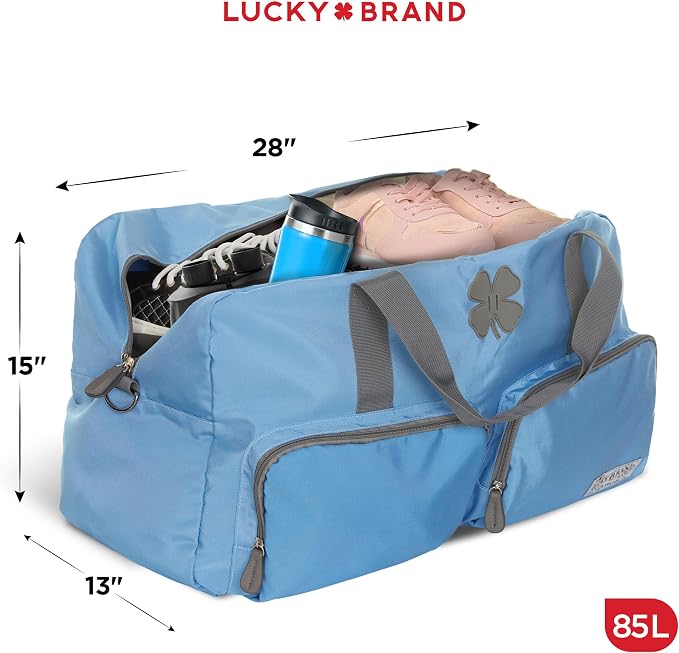 Lucky Brand Large Duffle Bag for Travel, Foldable Weekender Duffel bag | Travel Overnight Duffel bag, Adjustable Shoulder Strap, Front Zip Pockets, Spacious Capacity, Unisex Lightweight Travel Bag - Image 2