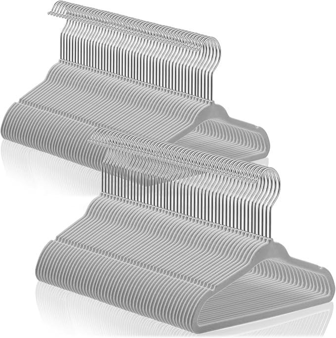 Casafield 100 Velvet Baby Hangers - 11" Size for Infant & Toddler Clothes - Gray by Casafield