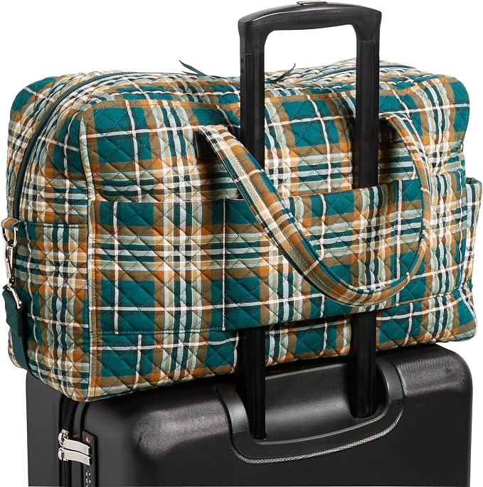 Vera Bradley Women's Cotton Weekender Travel Bag, Orchard Plaid, One Size - Image 4