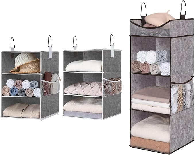 StorageWorks Two 3-Shelf Separable Closet Hanging Shelves with 3-Shelf Hanging Closet Shelves by StorageWorks