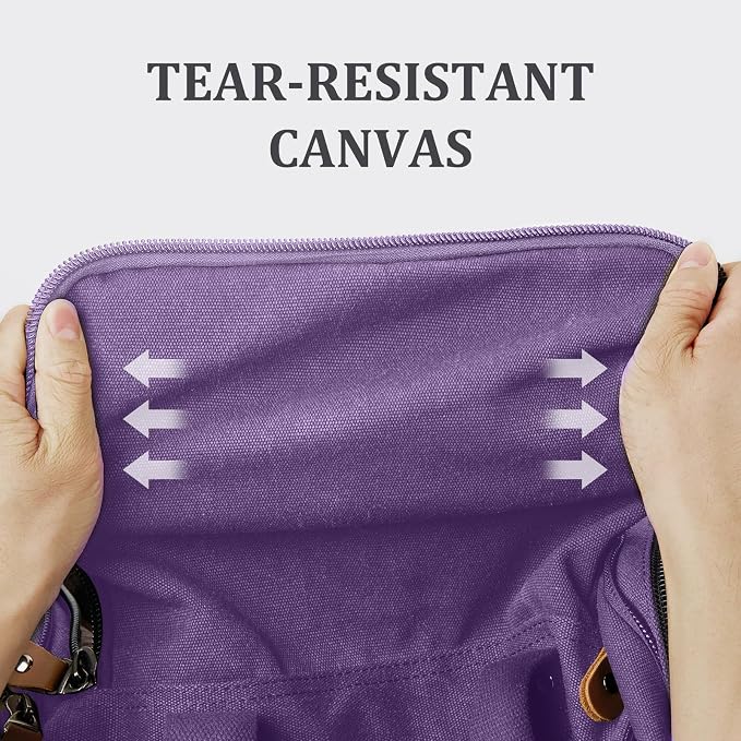 Gonex Canvas Duffle Bag, Expandable 50L Travel Overnight Weekender Bag | for Men, Multiple Pockets, Carry-On Size, Durable Zippers, Detachable Strap, Purple - Image 2