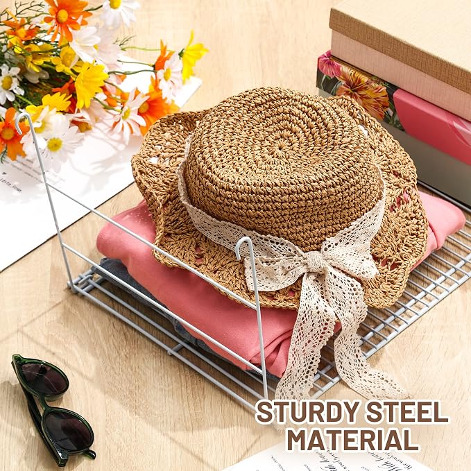 4 Pieces 24 Inch Hanging Closet Shelves White Wire Hanging Shelf Universal Long Wire Shelf Basket Closet Organizers and Storage for Clothing Sweaters Shoes Handbags Clutches Accessories - Image 6