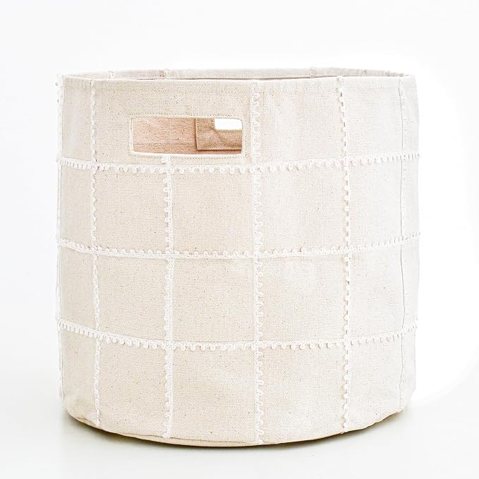 Toy Storage Bins for Kids Nursery Bin and Toy Organizer (13"x12") Laundry Basket for Closet, Decorative Floor Storage Basket Canvas Fabric Storage Basket (Mesh - Natural Ivory) by MakemakeOrganics