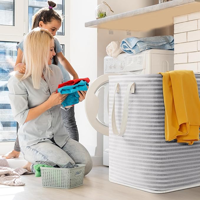 Lifewit 2 Pack Laundry Basket 90L Each, Collapsible Clothes Hamper with Reinforced Handles, Freestanding Waterproof Design for Bedroom and Laundry Room, Grey 180L Total - Image 7