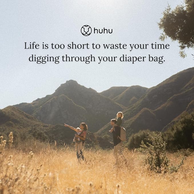 Huhu Diaper Bag Backpack – Large Baby Bag for Moms & Dads – Water-Resistant, Unisex Travel Kit for New Parents – Includes Changing Pad and 2 Organizer Pouches (Midnight Black) - Image 9