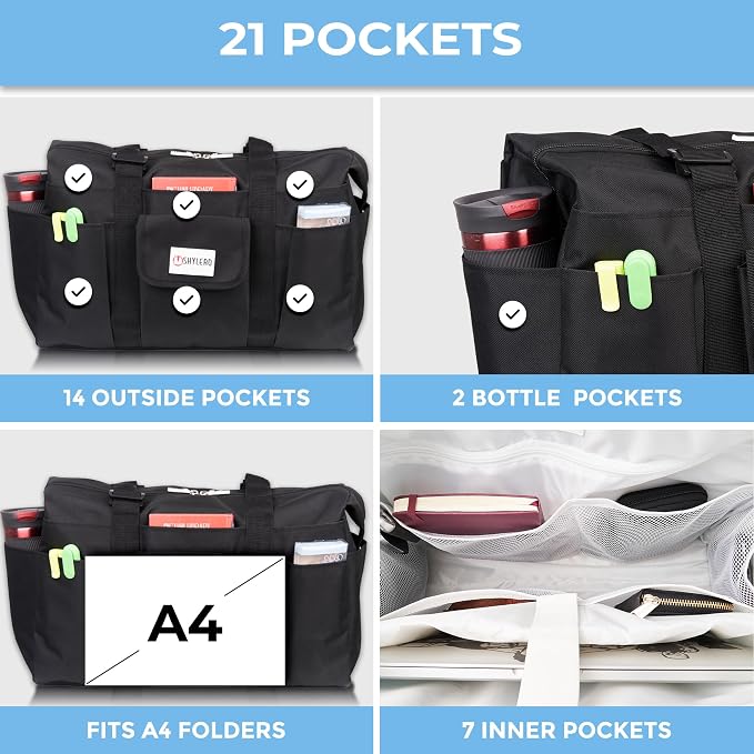 White Peas Nurse Bag & Utility Tote - Waterproof, Top YKK Zip, L18" x H14" x W7" - SHYLERO - Image 5