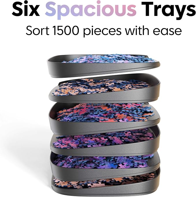 Puzzle Sorting Trays - Set of 6 - Up to 1500 Pieces - Unique Stackable Jigsaw Trays with Box Display Design - Premium Jigsaw Accessory - Image 3