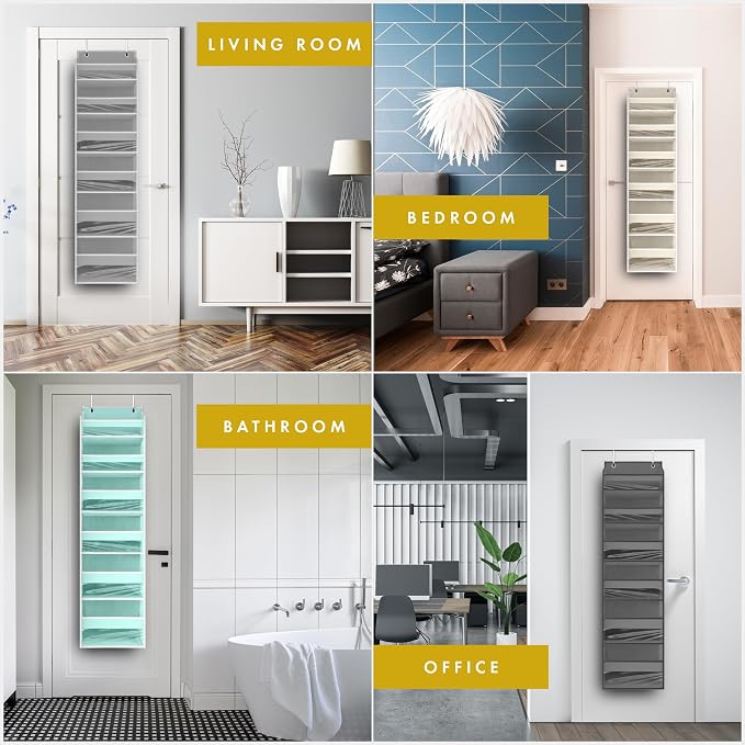 Over the Door Organizer, 6-Tier, 100D Fabric, Baby Blue 2pc | Over the door shoe organizer, 50 lbs capacity, 12 side mesh pockets, 100D extra thick fabric, Closet & entryway storage - Image 6