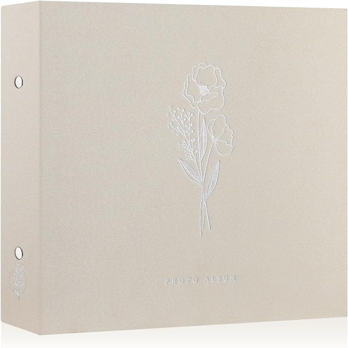 Lanpn 12x12 inch Scrapbook Photo Album, Linen Cover Archival Acid Free Top Load 3 Ring Binder Folder Photo Book 12 x 12 with 30 Plastic Sleeves 60 Pages (Beige) by Lanpn