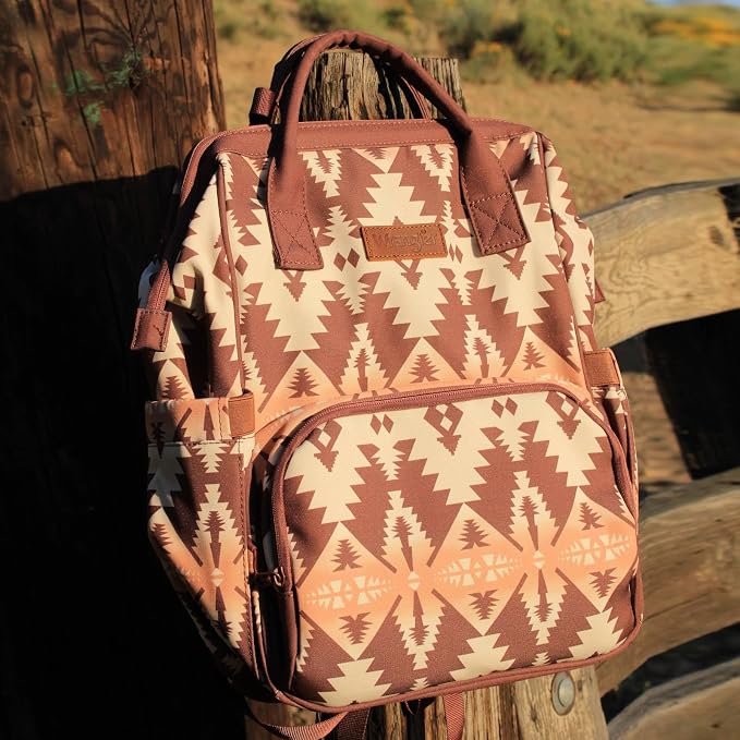 Montana West Wrangler Diaper Bag Backpack Aztec Callie Bag Travel Backpack Purses Western Multi-Function Baby Bags for Mom - Image 9