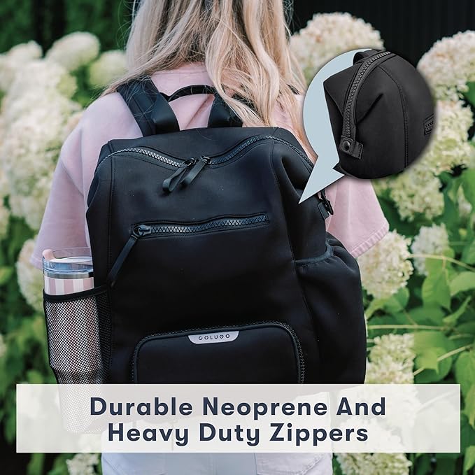 Colugo Neoprene Parent Diaper Backpack With Changing Pad & Pouches | Award-winning, Washable Baby Bag with Insulated Pocket, Luggage Sleeve, Multiple Customizable Compartments, 4 Cupholders - Image 4