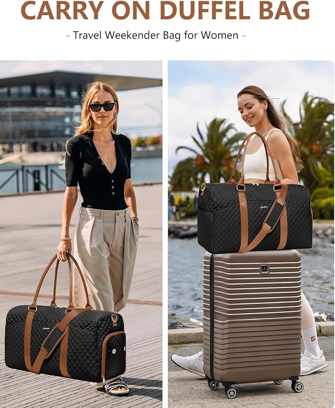 Women Weekender Travel Duffle Bag: Travel Duffel Overnight Bags with Shoe Compartment Large Carry on Tote with Toiletry Bag Weekend Traveling Yoga Gym Hospital Bag for Women with Wet Pocket - Image 8