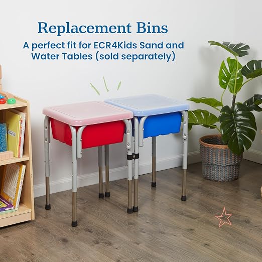 ECR4Kids Stackable Square Bins with Non-Snap Lids, Multipurpose Organization, Blue, 2-Pack - Image 5