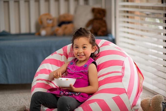 WEKAPO Stuffed Animal Storage Bean Bag Chair Cover for Kids | Stuffable Zipper Beanbag for Organizing Children Plush Toys Large Premium Cotton Canvas (Pink, X-Large) - Image 7