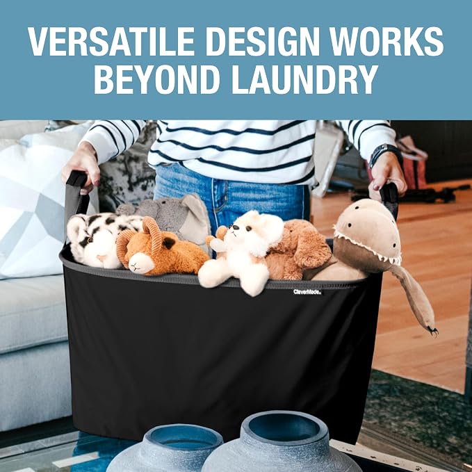 Collapsible Laundry Basket - Midnight Black/Shadow Gray (2PK) | Clear Floor Space Between Laundry Days | Each Basket Holds 55 lb, Stays Upright While Loading, and Folds to 1.25 Inches - Image 5