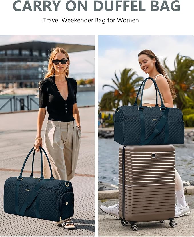 Women Weekender Travel Duffle Bag: Travel Duffel Overnight Bags with Shoe Compartment Large Carry on Tote with Toiletry Bag Weekend Traveling Yoga Gym Hospital Bag for Women with Wet Pocket - Image 6