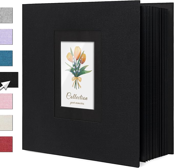 Linen Photo Album 4x6 Large Capacity 1000 Pockets Pictures Fabric Cover Books Albums Wedding School Family Anniversary Baby Memory Engagement Travel Albums(Black, 1000 Pockets) by Colemoly