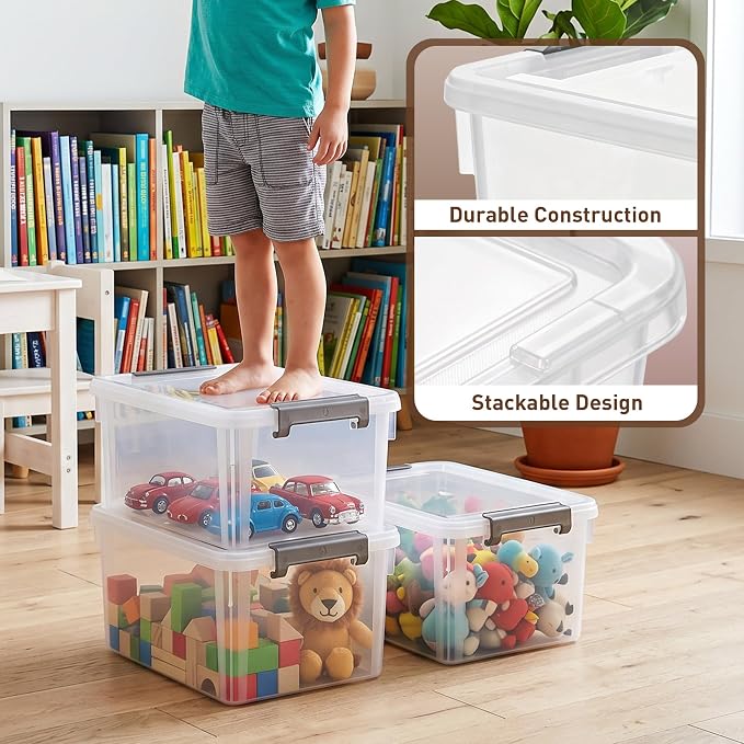 CITYLIFE 6 Packs 17 QT Plastic Storage Bins with Lids Large Stackable Storage Containers for Organizing Clear Storage Box for Garage, Closet, Classroom, Kitchen - Image 4