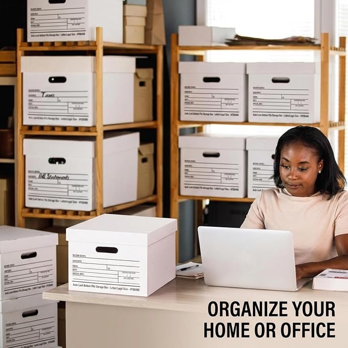 BOX USA Boxes with Lids and Handles (12-Pack) - File Storage Boxes for Office Supplies, Book Storage, Moving, and Packaging - Image 7
