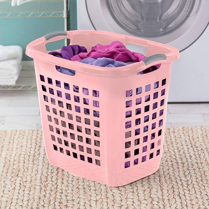 Sterilite 4-Pack Ultra Easy Carry Laundry Basket, Plastic Clothes Hamper Bin w/Comfort Grip Handles & Rim, 2.1 Bushel Capacity, Pink Frost - Image 5