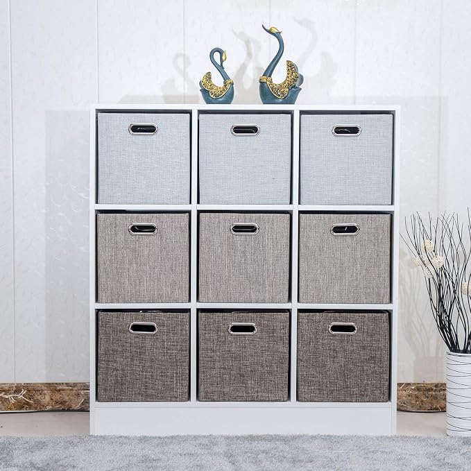 Posprica 11 Inch Cube Storage Bins for Organization, Fabric Storage Cubes Closet Storage Bins for Cube Organizer, Thick and Heavy Duty Storage Baskets for Shelves, 4pcs, Sliver Grey - Image 6