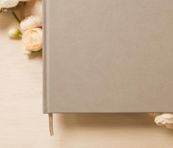 Personalized Guestbook in Taupe - Premium Custom Modern Guest Book for Wedding Reception, Birthday Party or Events w/Bookmark Blank Pages for Signing 11.5 x 8.5 inches - Image 4
