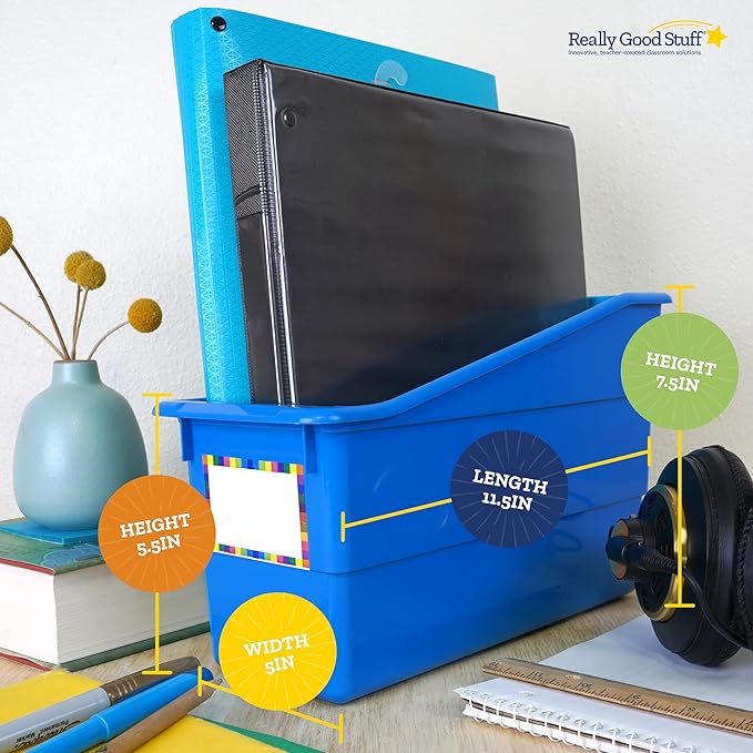 Really Good Stuff Durable Book and Binder Holder, 6-Pack, Group Color | 5.5" x 12.5" x 7.5", Classroom Organization, Storage Solution, Sturdy and Versatile - Image 6